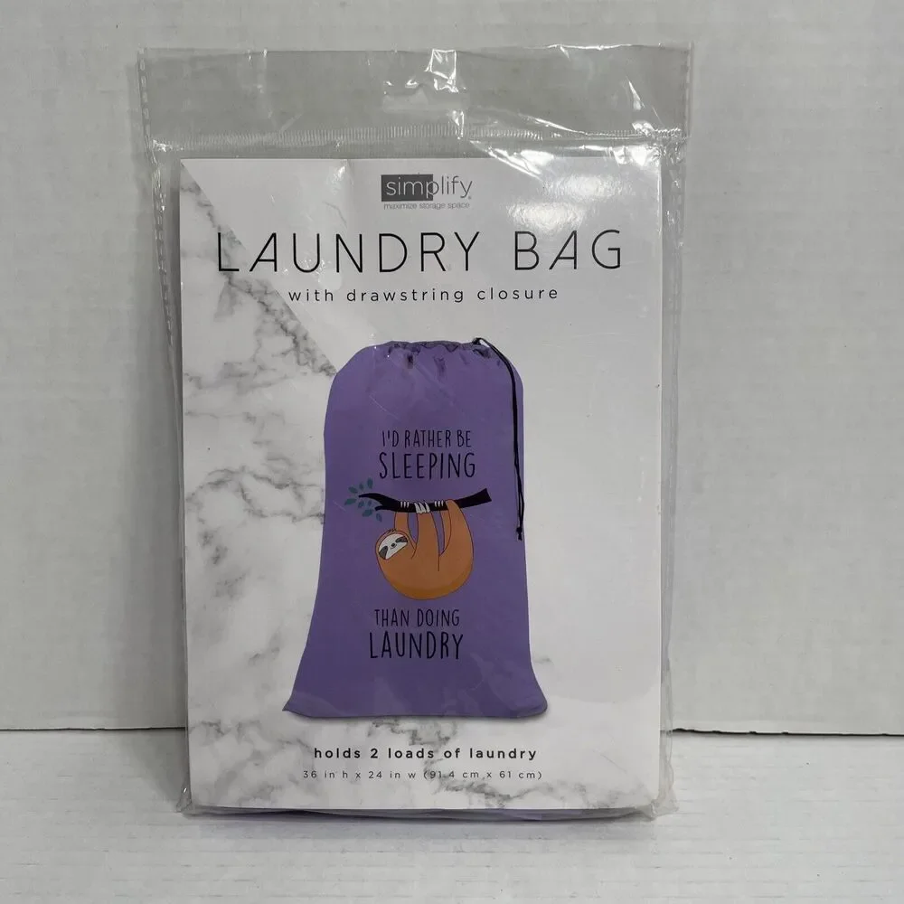 Sloth Purple Laundry Bag Holds 2 Loads College Dorm Teen Bedroom